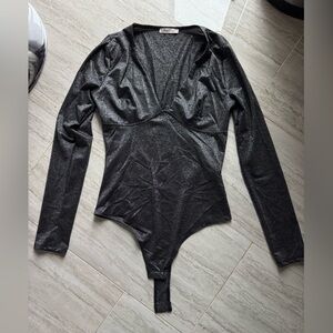 Sincerely Jules Black Shimmer Bodysuit
